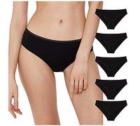 Conte elegant Damen Unterwäsche Slip 5er Pack - Bikini Style mit Stretch - Baumwolle - Weich, Bequem, Atmungsaktiv - Klassischer Schnitt - Maschinenwaschbar - LB-2001 Schwarz 98