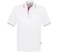 HAKRO Polo-Shirt Casual - 3-Loch Knopfleiste - 803 - weiß/rot - Größe: XS