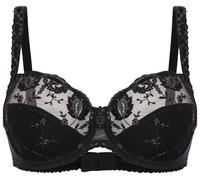 Bügel-BH CONTURELLE "Provence", Damen, Gr. 85, Cup G, schwarz, Obermaterial: 66% Polyamid, 24% Polyester, 10% Elasthan, BHs Bügel-BH, Dekorativer Außenträger ist elastisch und längenverstellbar (52501