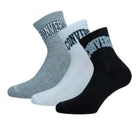 Converse 3 Paar Quarter Socken - Fußgewölbeunterstützung - Herren - Polyester (Mehrfarbig (Weiß, Grau, Schwarz), 43-46)
