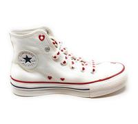 Converse Chuck Taylor All Star St. Valentine, hohe Damenschuhe, Weiß mit roten Herzen, Modell A19062C, Limited Edition, Weiß und Rot., 40 EU