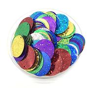 CONVOW 200 Stück 30 mm Bunte große Pailletten mit 1 seitlichen Löchern, PVC, rund, lose Pailletten, Nähen, Basteln, DIY, Scrapbooking, Anhänger