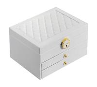 coobest Schmuckkästchen mit 3 Ebenen und 2 Schubladen, große Schmuckschatullen für Frauen mit Samt-Ohrring-Organizer, abschließbare Schmuckschatullen und Organizer, Weihnachtsgeschenke für Frauen