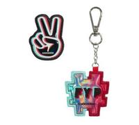 Coocazoo Zubehör COLOUR UP-Set 211450 TikTok – Anhänger & Klett-Patch, schwarz-weiß-blau-rot