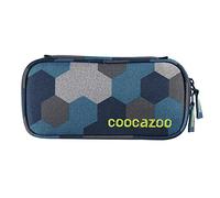 Coocazoo Federmäppchen PencilDenzel „Blue Geometric Melange“ blau, Schlamperetui, Geodreieckfach, Stundenplanfach, herausnehmbarer Stiftehalter, zusätzliches Reißverschlussfach