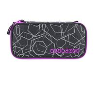 coocazoo Federmäppchen PencilDenzel „Laserreflect Berry“ schwarz/Beere, Schlamperetui, Geodreieckfach, Stundenplanfach, herausnehmbarer Stiftehalter, zusätzliches Reißverschlussfach