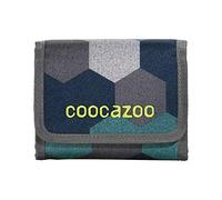 coocazoo Geldbeutel CashDash „Blue Geometric Melange“, blau, Portmonnaie mit Sichtfenster, Münzfach, viele Kartenfächer, Klettverschluss, für Jungen ab der 5. Klasse