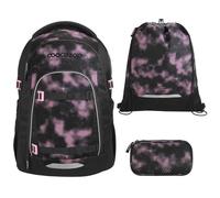 coocazoo MATE Schulranzen-Set 3tlg für Mädchen und Jungen ab der 4. Klasse mit Rucksack. Schlamperetui und Sportbeutel (Pink Illusion V2)