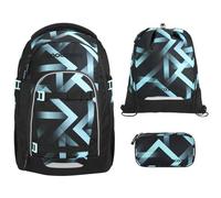 coocazoo MATE Schulranzen-Set 3tlg für Mädchen und Jungen ab der 4. Klasse mit Rucksack. Schlamperetui und Sportbeutel (Laser Lights V2)