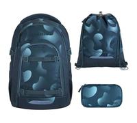 coocazoo MATE Schulranzen-Set 3tlg für Mädchen und Jungen ab der 4. Klasse mit Rucksack. Schlamperetui und Sportbeutel (Aqua Flow)