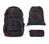 coocazoo MATE Schulranzen-Set 3tlg für Mädchen und Jungen ab der 4. Klasse mit Rucksack. Schlamperetui und Sportbeutel (Lava Lines)