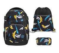 coocazoo MATE Schulranzen-Set 3tlg für Mädchen und Jungen ab der 4. Klasse mit Rucksack. Schlamperetui und Sportbeutel (Crazy Artnight)