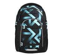 coocazoo Mate Schulrucksack „Laser Lights”, schwarz-türkis, ergonomischer & anpassbarer Tornister, höhen- & größenverstellbar, mit Brustgurt & Hüftgurt, ab der 3. Klasse