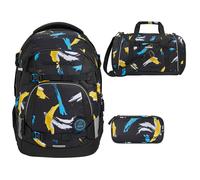 coocazoo MATE Schulrucksack-Set 3tlg inkl. Sporttasche und Schlamperbox (Crazy Artnight)