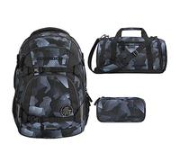 coocazoo MATE Schulrucksack-Set 3tlg inkl. Sporttasche und Schlamperbox (Grey Rocks)