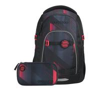 coocazoo Mate Schulrucksack „Stern des Südens”, schwarz-rot, 2-teilig, ergonomischer & anpassbarer Tornister, höhen- & größenverstellbar, mit Brustgurt & Hüftgurt, ab der 3. Klasse