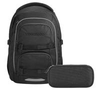 Coocazoo Porter Laser Lights Schulrucksack Set 2tlg. inkl. Schlamperbox (Black Coal)