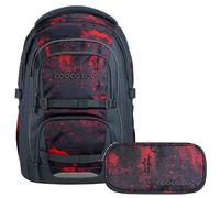 Coocazoo Porter Laser Lights Schulrucksack Set 2tlg. inkl. Schlamperbox (Broken Black)