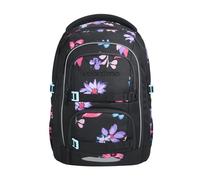 coocazoo Porter Schulrucksack „Floral Artnight”, schwarz-blau, ergonomischer & anpassbarer Tornister, höhen- & größenverstellbar, mit Brustgurt & Hüftgurt, ab der 3. Klasse