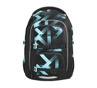 Coocazoo PORTER Schulrucksack „Laser Lights”, schwarz-türkis, ergonomischer & anpassbarer Tornister, höhen- & größenverstellbar, mit Brustgurt & Hüftgurt, ab der 3. Klasse