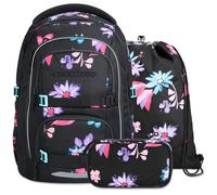 coocazoo PORTER Set aus Porter + Turnbeutel + Mäppchen PorTubMap26 Bloomy Daisy