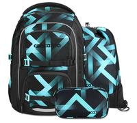 coocazoo PORTER Set aus Porter + Turnbeutel + Mäppchen PorTubMap26 Laser Lights