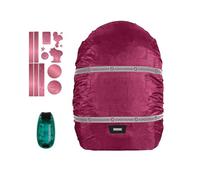 coocazoo Regen- und Sicherheits-Set „Berry“ 3-teilig, rot/grün, Trendige Motive, Sichtbarkeit im Straßenverkehr, wasserabweisend