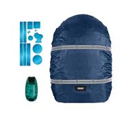 coocazoo Regen- und Sicherheits-Set „Blue“ 3-teilig, blau, Trendige Motive, Sichtbarkeit im Straßenverkehr, wasserabweisend