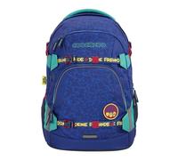 coocazoo Schulrucksack Mate „Deine Freunde, Brudi“ blau/rot/türkis, ergonomischer Tornister, höhenverstellbar mit Brustgurt und Hüftgurt für Jungen und Mädchen ab der 5. Klasse, 30 Liter