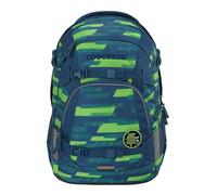 coocazoo Schulrucksack Mate „Lime Stripe”, blau-grün, ergonomischer & anpassbarer Tornister, höhen- & größenverstellbar, mit Brustgurt & Hüftgurt, ab der 3. Klasse