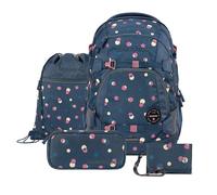 Coocazoo Schulrucksack-Set MATE „Bubble Dreams“ 4-tlg., blau, ergonomischer 30L Tornister, höhenverstellbar mit Hüftgurt für Kinder ab der 5. Klasse, inkl. Federmäppchen, Turnbeutel und Geldbörse