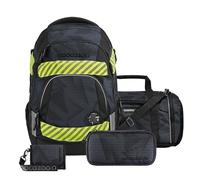 Coocazoo Schulrucksack-Set MATE „Dark Mission“ 5-tlg., schwarz, ergonomischer 30L Tornister, höhenverstellbar mit Hüftgurt für Kinder ab der 5. Klasse, inkl. Federmäppchen, Sporttasche, Geldbörse und