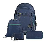 Coocazoo Schulrucksack-Set MATE „Happy Raindrops, blau, 4-teilig | ergonomischer 30L Tornister, höhenverstellbar mit Hüftgurt, für Kinder ab der 5. Klasse