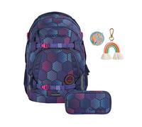coocazoo Schulrucksack-Set MATE, Indigo Illusion & COLOUR UP-Set Unicorn, 3-tlg.