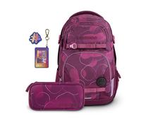 coocazoo Schulrucksack-Set PORTER, Berry Bubbles & COLOUR UP-Set Follow Me, 3-tlg.