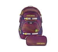 coocazoo Schulrucksack-Set „Soniclights Purple“ 2-teilig, lila, ergonomischer 30L Tornister, höhenverstellbar mit Brust- und Hüftgurt für Kinder ab der 5. Klasse, inkl. Federmäppchen