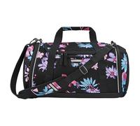coocazoo Sporttasche „Floral Artnight“, schwarz-blau, Hauptfach, Nasswäschefach, Seitentasche, Reflektoren, 20 Liter, ab der 3. Klasse