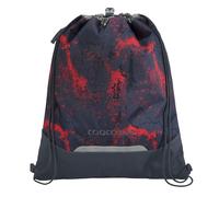 coocazoo Turnbeutel „Broken Black”, schwarz-rot, mit Reißverschlussfach und Kordelzug, reflektierende Elemente, Schnalle zur Befestigung am Schulrucksack, 10 Liter, ab der 3. Klasse