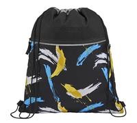 coocazoo Turnbeutel „Crazy Artnight”, schwarz-blau, mit Reißverschlussfach und Kordelzug, reflektierende Elemente, Schlaufen zur Befestigung am Schulrucksack, 10 Liter, ab der 3. Klasse