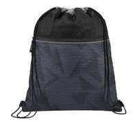 coocazoo Turnbeutel „Dark Mission”, schwarz-grau, mit Reißverschlussfach und Kordelzug, reflektierende Elemente, Schlaufen zur Befestigung am Schulrucksack, 10 Liter, ab der 3. Klasse