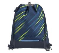 coocazoo Turnbeutel „Fast Lime”, schwarz-blau, mit Reißverschlussfach und Kordelzug, reflektierende Elemente, Schnalle zur Befestigung am Schulrucksack, 10 Liter, ab der 3. Klasse