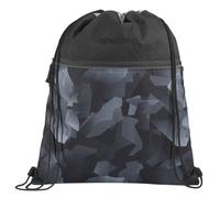 coocazoo Turnbeutel „Grey Rocks”, schwarz-grau, mit Reißverschlussfach und Kordelzug, reflektierende Elemente, Schlaufen zur Befestigung am Schulrucksack, 10 Liter, ab der 3. Klasse