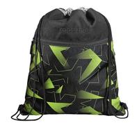 coocazoo Turnbeutel „Lime Flash”, schwarz-grün, mit Reißverschlussfach und Kordelzug, reflektierende Elemente, Schlaufen zur Befestigung am Schulrucksack, 10 Liter, ab der 3. Klasse