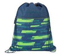 coocazoo Turnbeutel „Lime Stripe”, blau-grün, mit Reißverschlussfach und Kordelzug, reflektierende Elemente, Schlaufen zur Befestigung am Schulrucksack, 10 Liter, ab der 3. Klasse