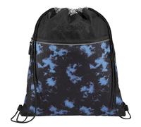 coocazoo Turnbeutel „Midnight Dust”, schwarz-blau, mit Reißverschlussfach und Kordelzug, reflektierende Elemente, Schlaufen zur Befestigung am Schulrucksack, 10 Liter, ab der 3. Klasse