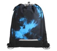 Coocazoo Turnbeutel „Mystic Clouds”, schwarz-blau, mit Reißverschlussfach und Kordelzug, reflektierende Elemente, Schnalle zur Befestigung am Schulrucksack, 10 Liter, ab der 3. Klasse