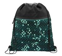 coocazoo Turnbeutel „Pixel Blox”, schwarz-grün, mit Reißverschlussfach und Kordelzug, reflektierende Elemente, Schlaufen zur Befestigung am Schulrucksack, 10 Liter, ab der 3. Klasse