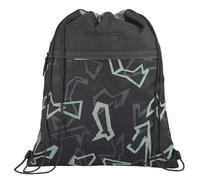 coocazoo Turnbeutel „Reflective Graffiti”, schwarz-grau, mit Reißverschlussfach und Kordelzug, reflektierende Elemente, Schlaufen zur Befestigung am Schulrucksack, 10 Liter, ab der 3. Klasse