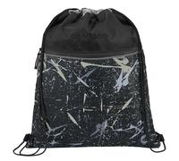 Coocazoo Turnbeutel „Reflective Splash”, schwarz-grau, mit Reißverschlussfach und Kordelzug, Schlaufen zur Befestigung am Schulrucksack, 10 Liter, ab der 3. Klasse