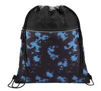 coocazoo Turnbeutel „Midnight Dust”, schwarz-blau, mit Reißverschlussfach und Kordelzug, reflektierende Elemente, Schlaufen zur Befestigung am Schulrucksack, 10 Liter, ab der 3. Klasse